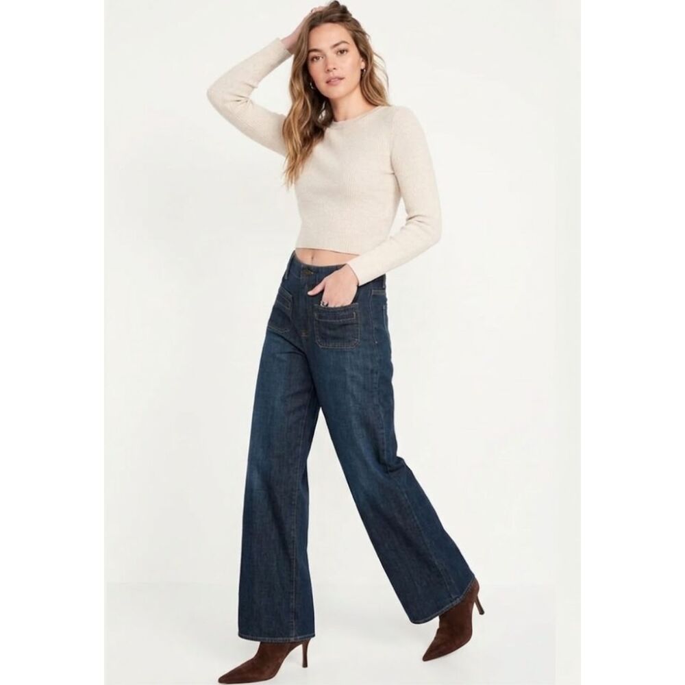 Old Navy High-Waisted Baggy Wide-Leg Trouser Jeans Women's Size 12 Petite